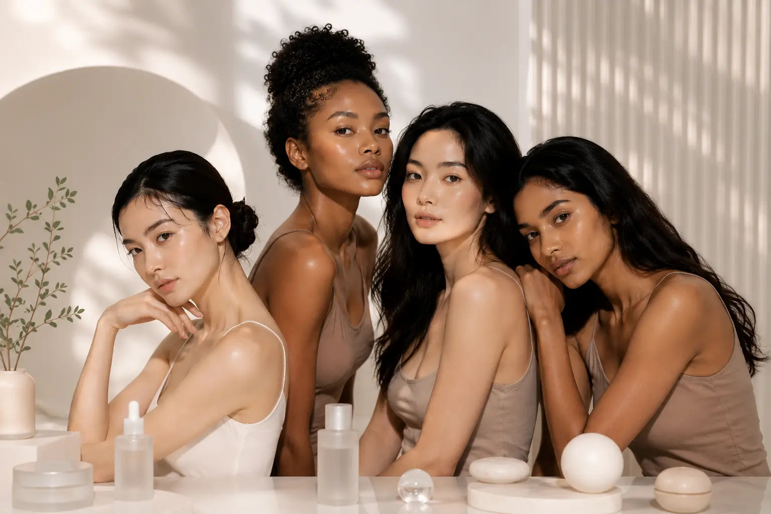 Quatre femmes aux peaux sublimées par les soins K-beauty coréens importés par Seoul Factory