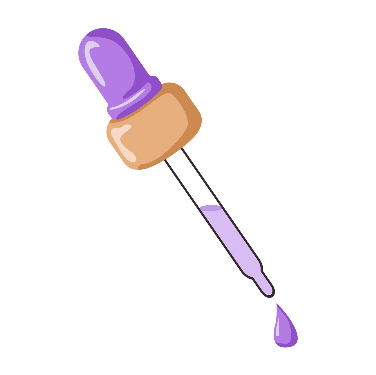 Icône pipette de sérum violette symbolisant la concentration en actifs des soins K-beauty coréens – Seoul Factory